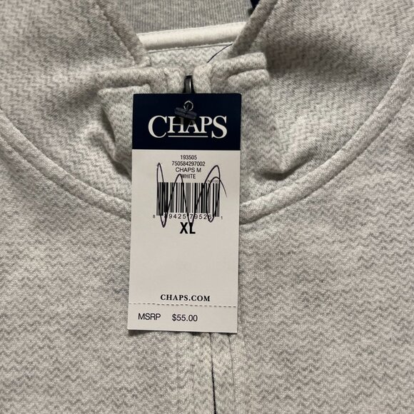 Chaps Sweater *NWT 1/4 Zip Pullover Preppy Casual Light Gray Men's size XL - Picture 4 of 7